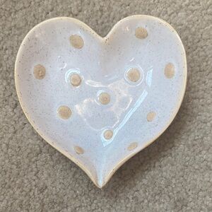 Heart-Shaped Ceramic Dish with Polka Dots